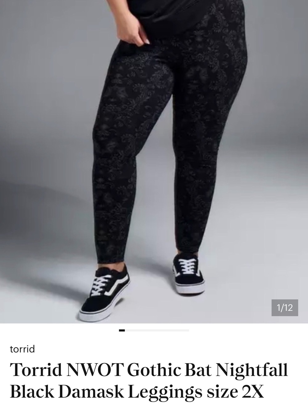 Torrid NWOT Gothic Bat Nightfall Black Damask Leggings size 2X